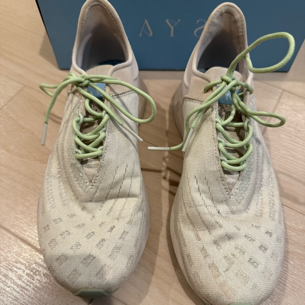 Saysh Cream and Green Athletic Shoes designed by Olympian Allyson Felix